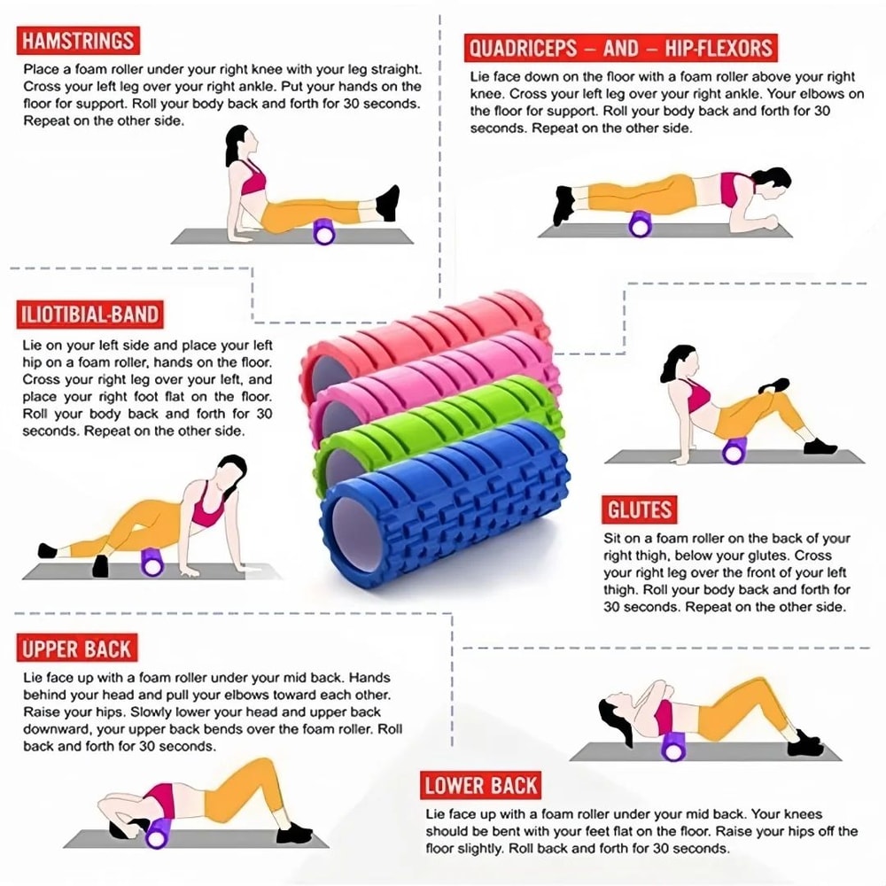 Compact Pilates Yoga Foam Roller Deep Muscle Massage Recovery Column 7