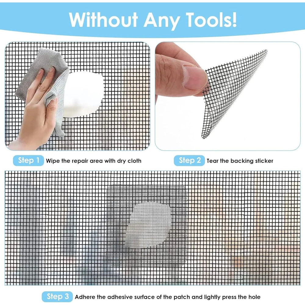 Window Screen Repair Tape Kit Instant Mesh Patch For Torn Screens Bug Protection 6