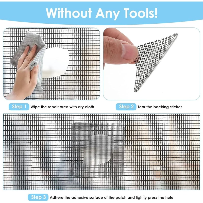 Window Screen Repair Tape Kit Instant Mesh Patch For Torn Screens Bug Protection 6