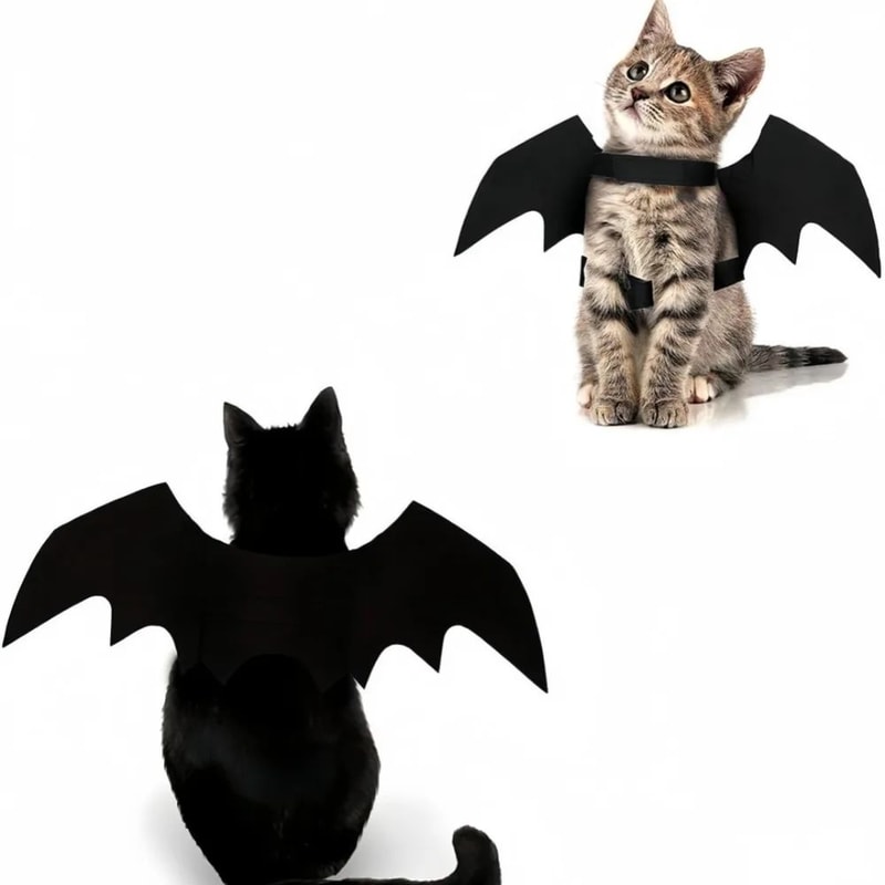 Bat Wing Costume Harness For Small Cats Dogs Soft Felt Spooky Wings 0