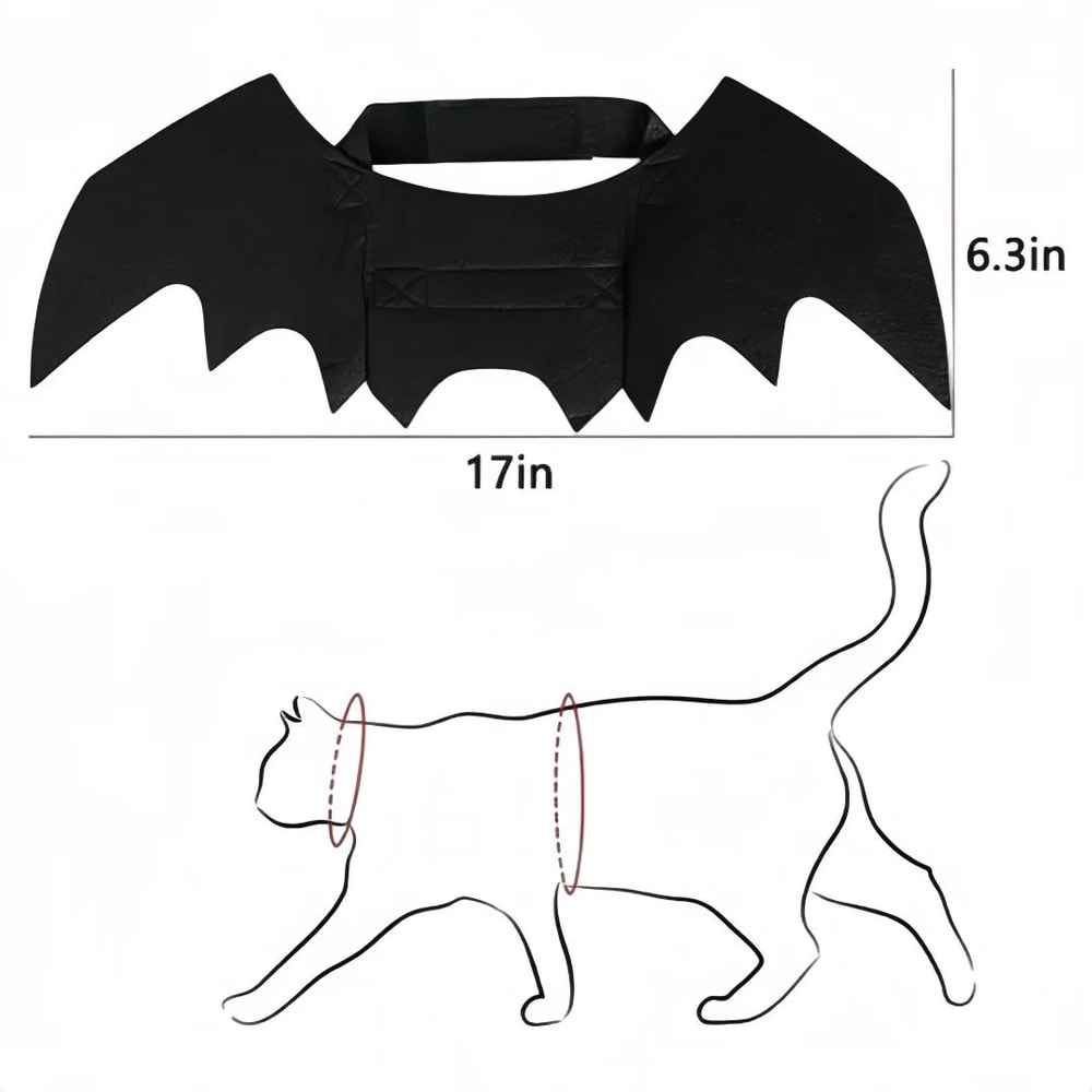 Bat Wing Costume Harness For Small Cats Dogs Soft Felt Spooky Wings 6