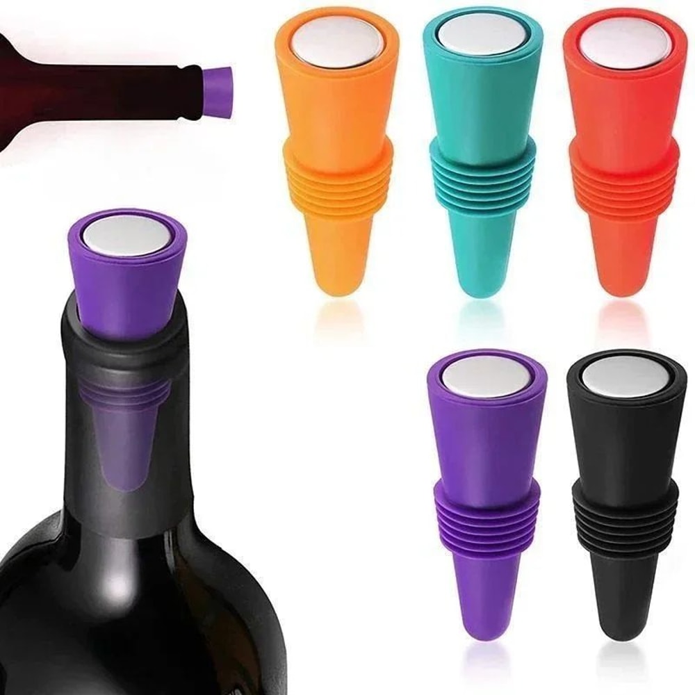 Premium Reusable Silicone Wine Bottle Stopper LeakProof Wine Champagne Seal 5