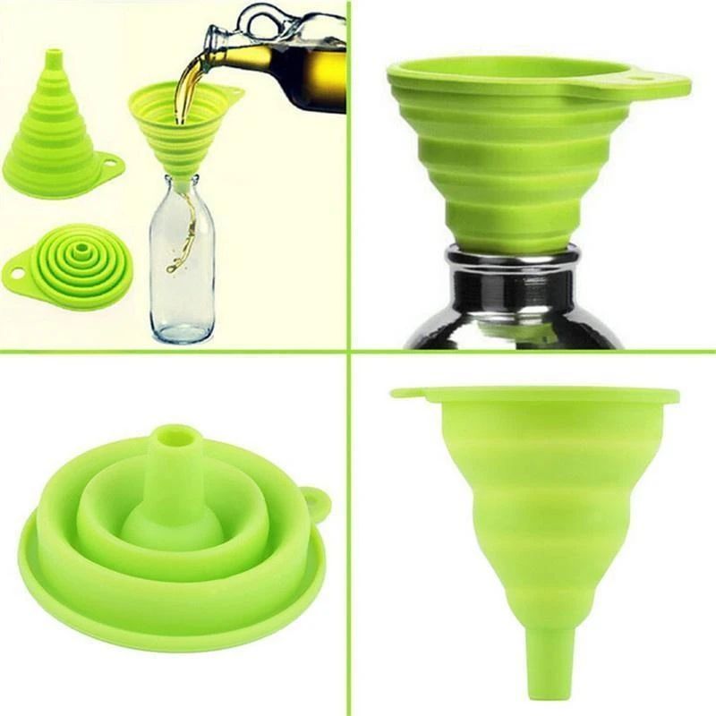 Practical Foldable Silicone Funnel Compact Collapsible Kitchen Tool 0
