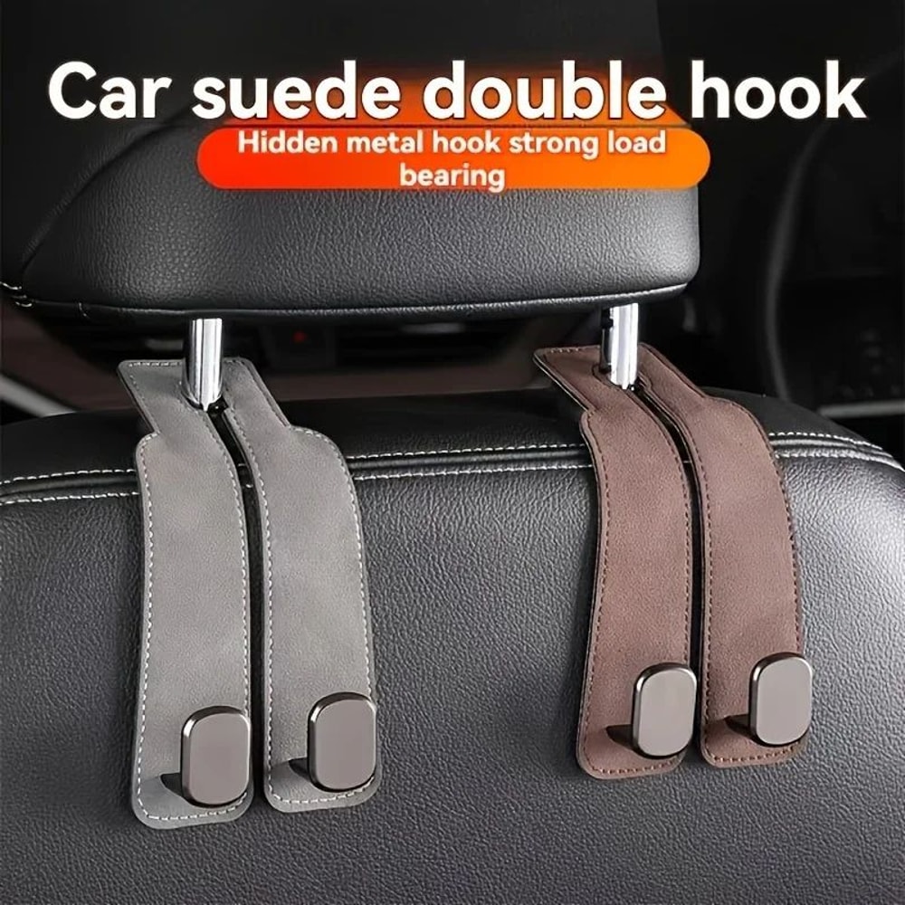 Premium Car Seat Back Hook Leather ABS Headrest Purse Hook 0