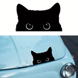 playful cat vinyl car sticker – waterproof cute eyes car decal