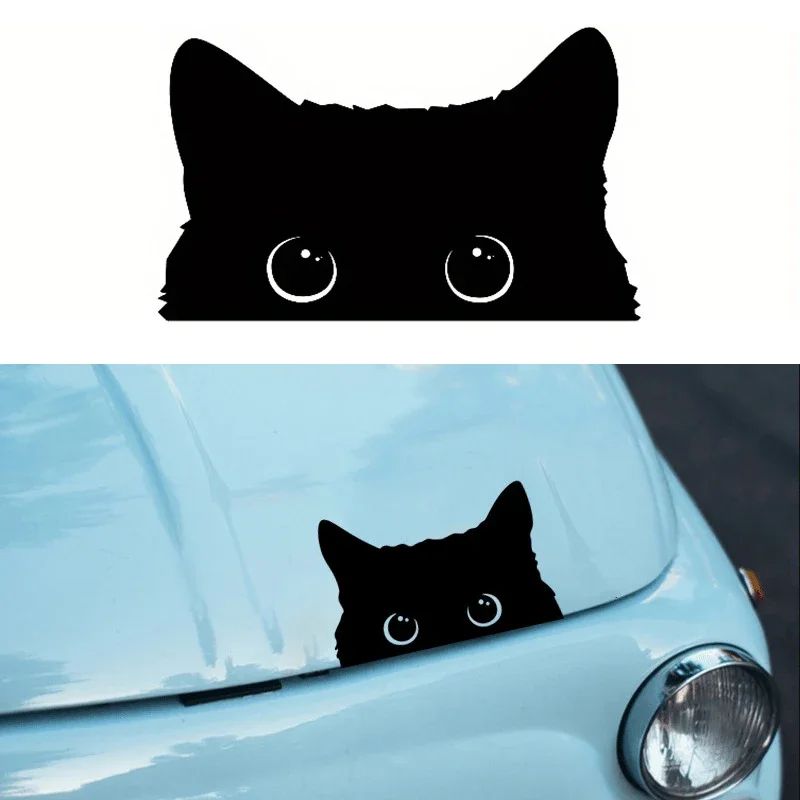 Playful Cat Vinyl Car Sticker Waterproof Cute Eyes Car Decal 0