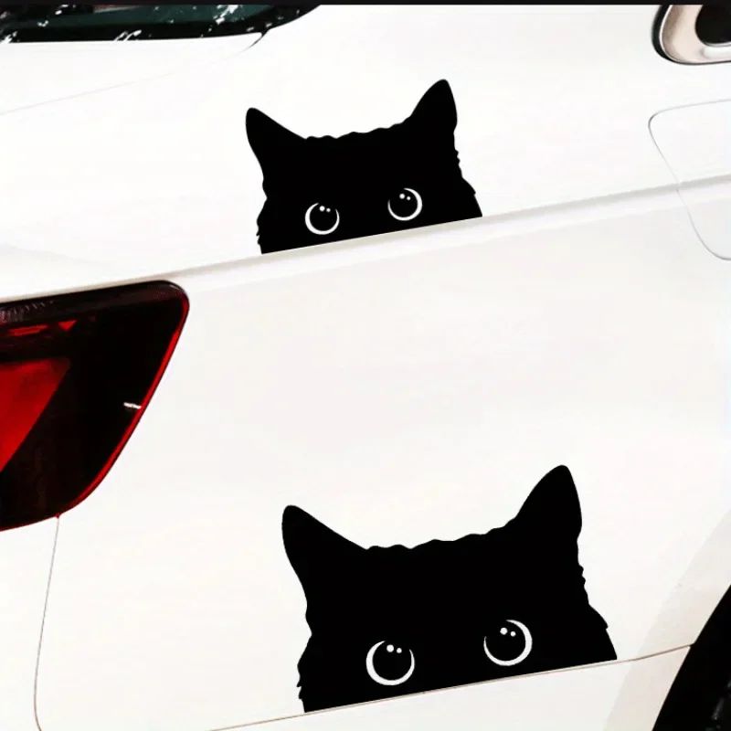 Playful Cat Vinyl Car Sticker Waterproof Cute Eyes Car Decal 2