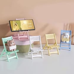 compact mini chair-style foldable phone stand - universal candy-color mobile holder
