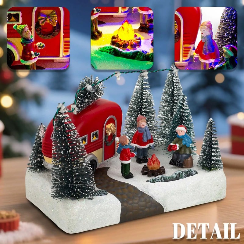 Holiday Glow Christmas Caravan LED Figurine Cozy Camper Scene Tabletop Decor 5