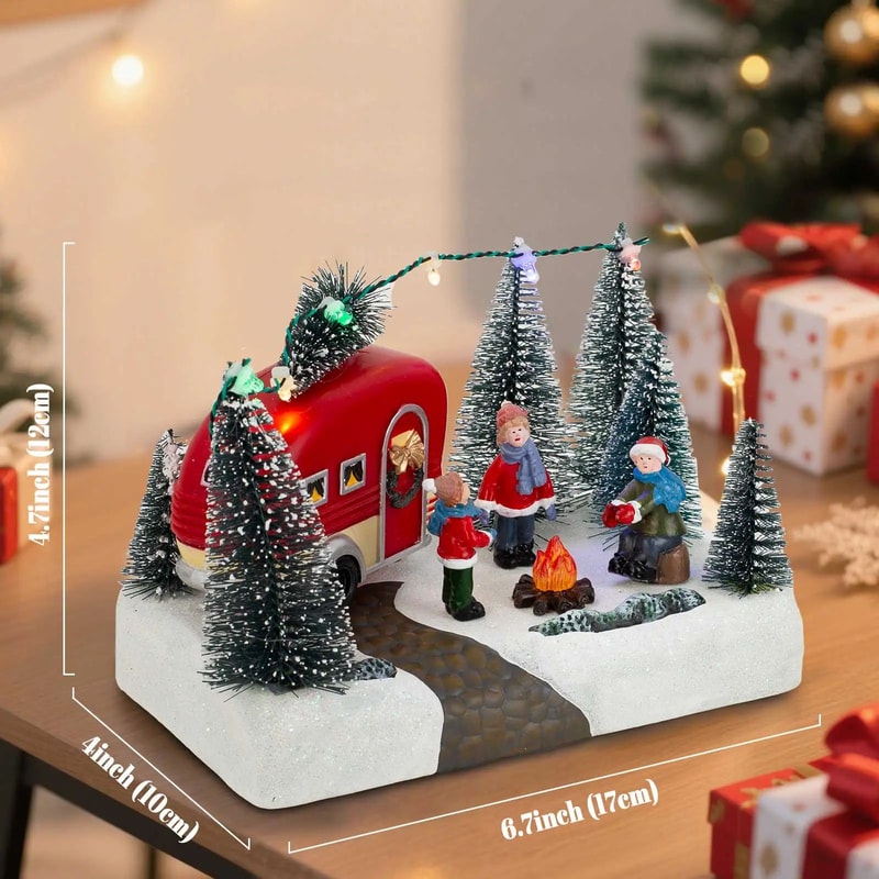 Holiday Glow Christmas Caravan LED Figurine Cozy Camper Scene Tabletop Decor 1