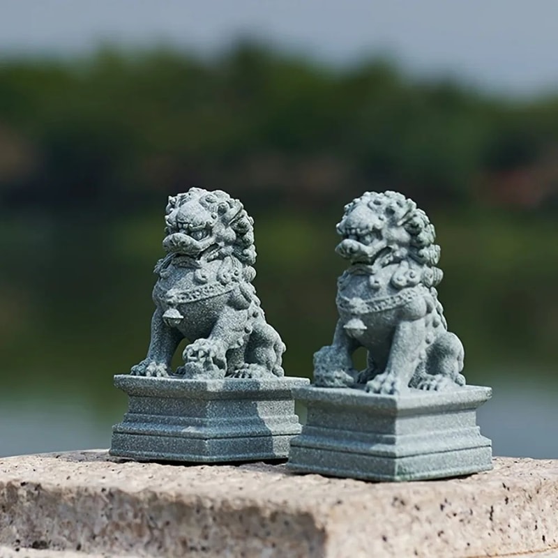 Imperial Harmony Guardian Lion Statues Feng Shui Protection Decorative Foo Dog Pair 1