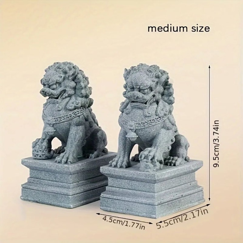 Imperial Harmony Guardian Lion Statues Feng Shui Protection Decorative Foo Dog Pair 4
