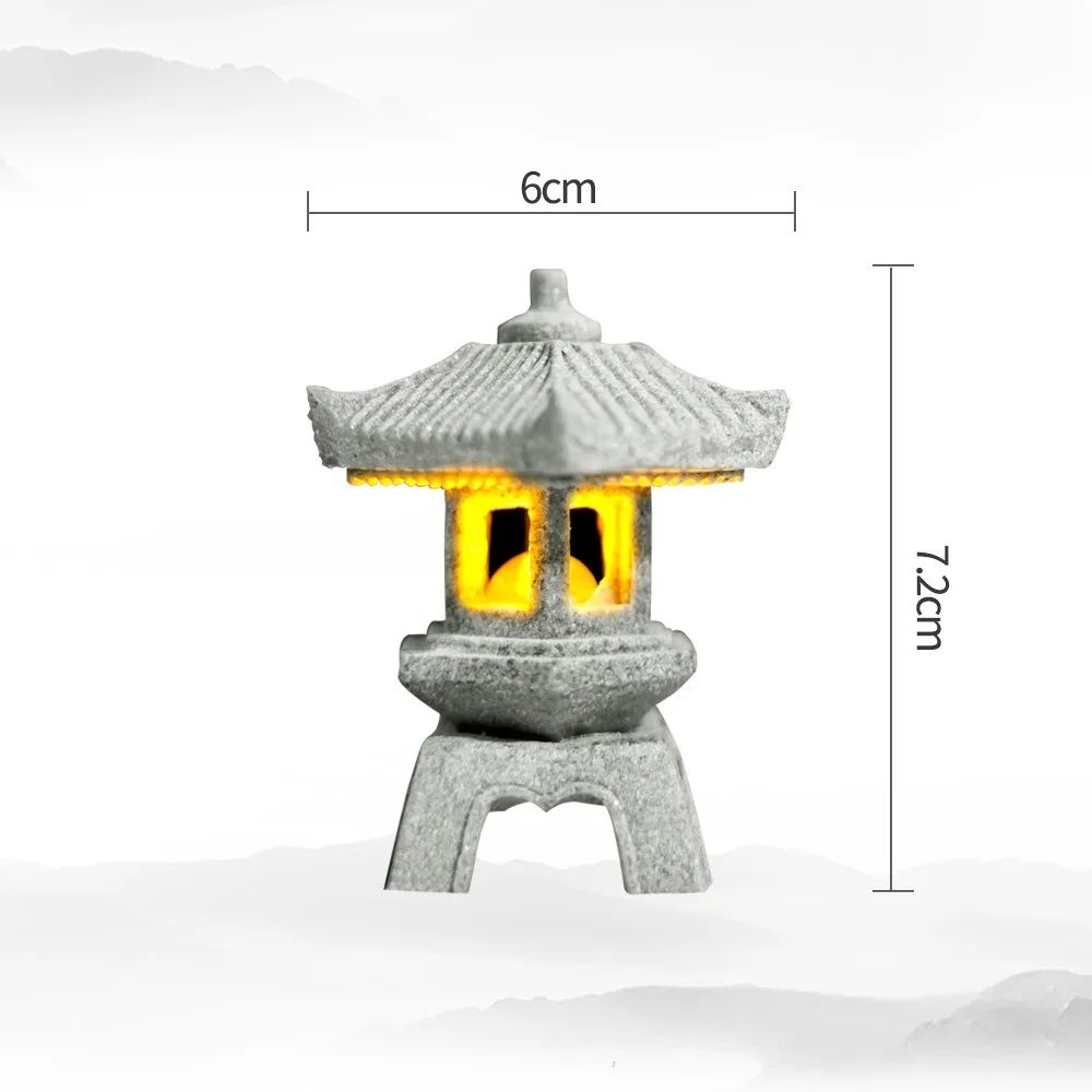 Serenity Mini Pagoda Lantern Zen Garden Decor Bonsai Landscape Statue 6