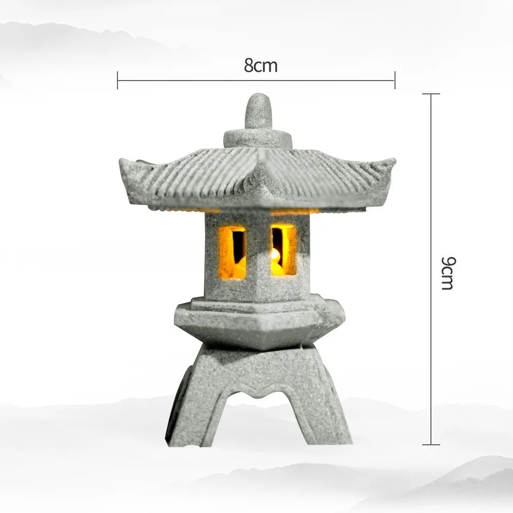 Serenity Mini Pagoda Lantern Zen Garden Decor Bonsai Landscape Statue 11