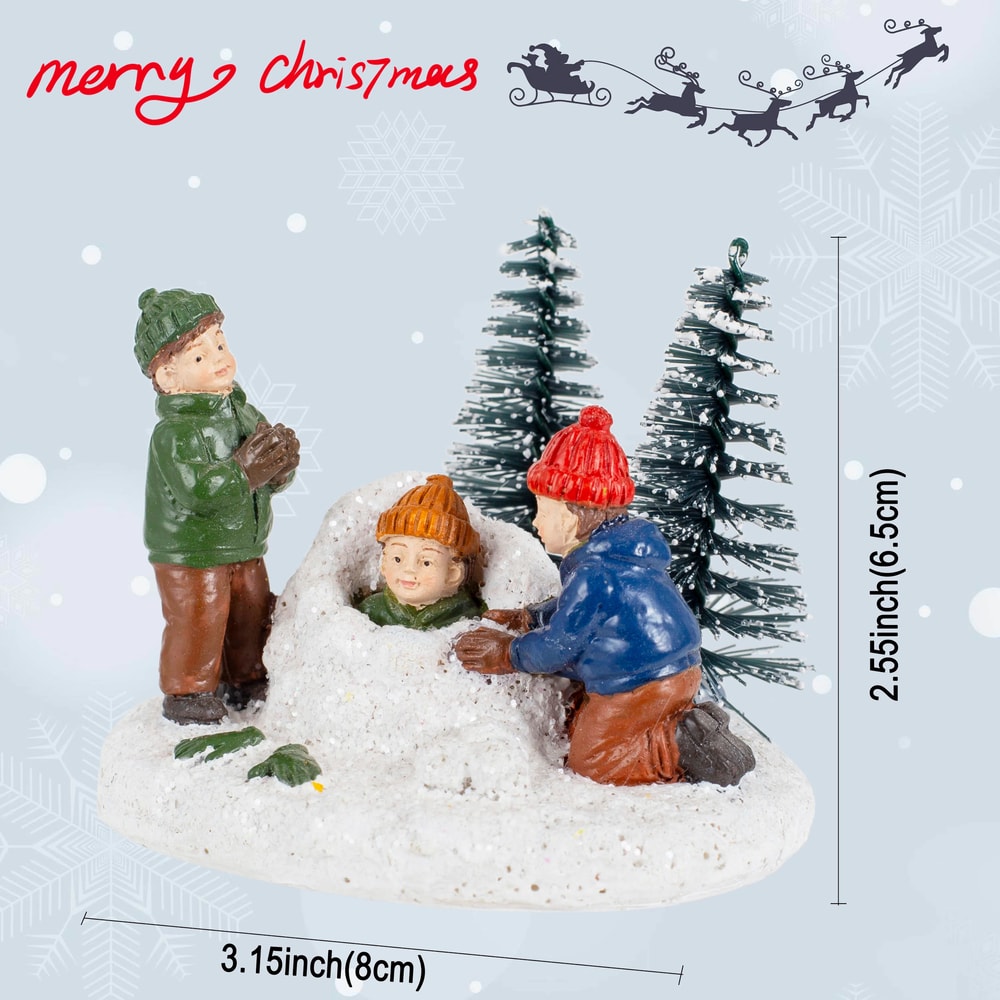 Classic Christmas Village Playing Kids Figurine Set Collectible Holiday Scene Decor For Home Fire 5