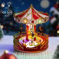 cozy christmas led musical carousel - animated holiday table decoration