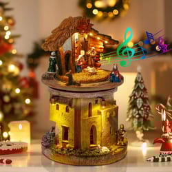 radiantrotating christmas nativity scene – lighted & musical holy family manger decoration