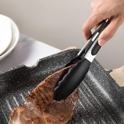 premium kitchen silicone & stainless steel food tongs - ergonomic, heat-resistant serving & cooking clips