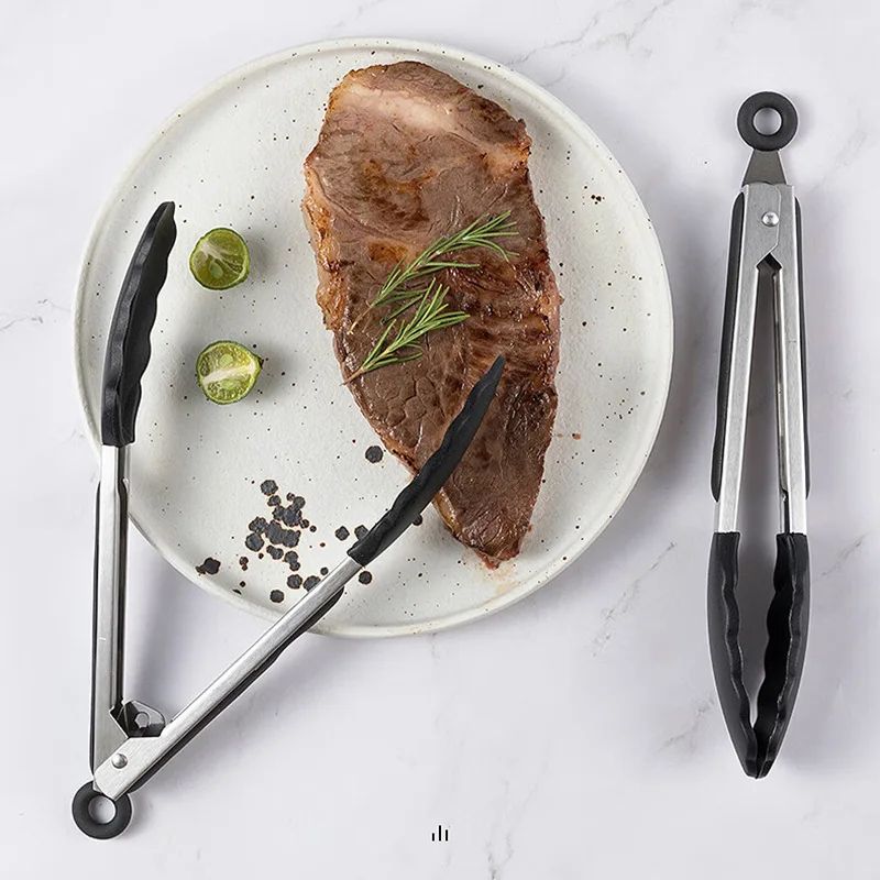 Premium Kitchen Silicone Stainless Steel Food Tongs Ergonomic HeatResistant Serving Cooking Clip 2