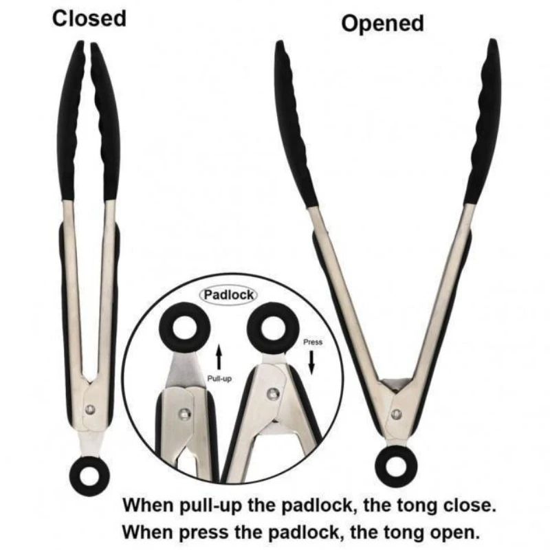 Premium Kitchen Silicone Stainless Steel Food Tongs Ergonomic HeatResistant Serving Cooking Clip 5