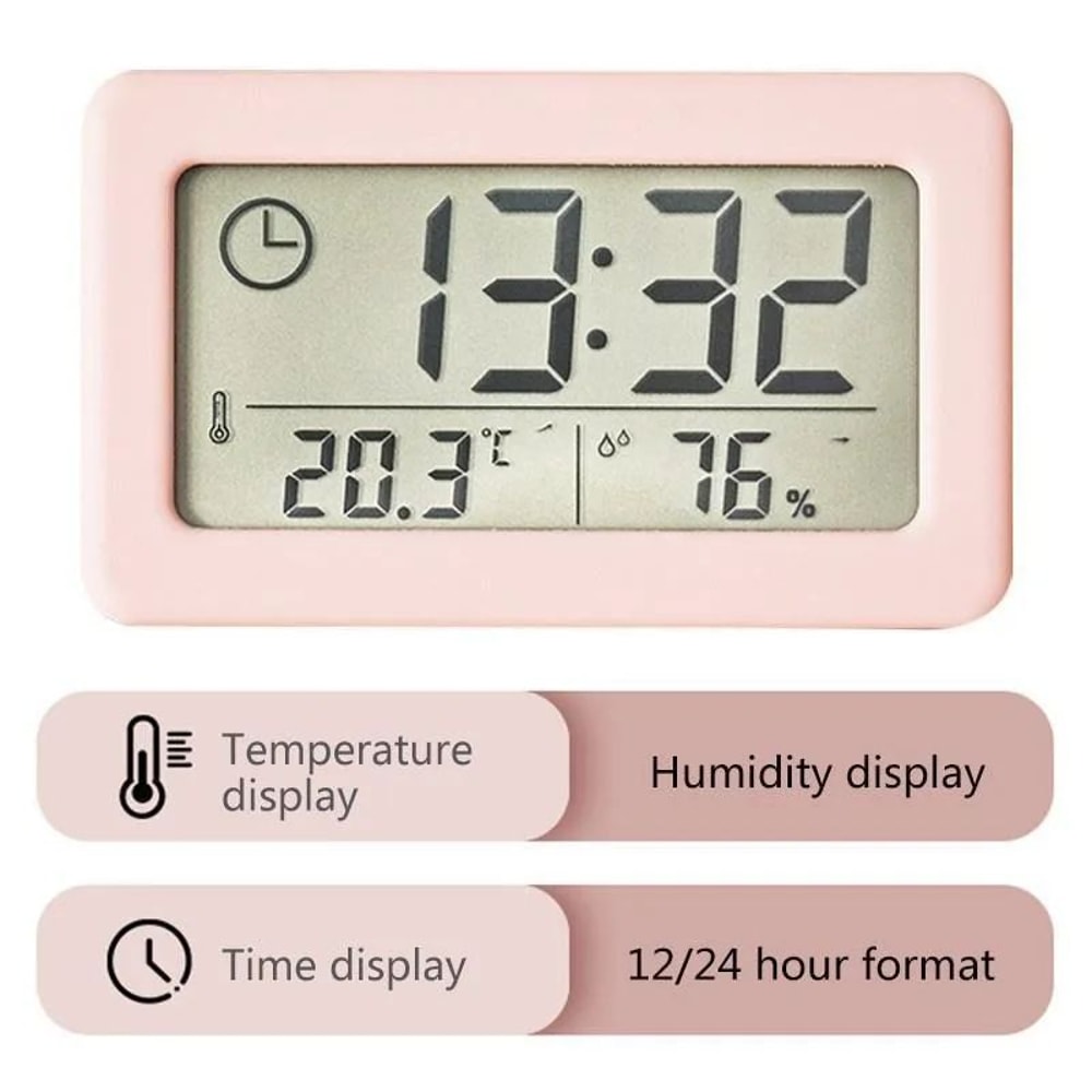 LargeDisplay Digital Clock Thermometer Hygrometer UltraThin Temperature Humidity Monitor 4