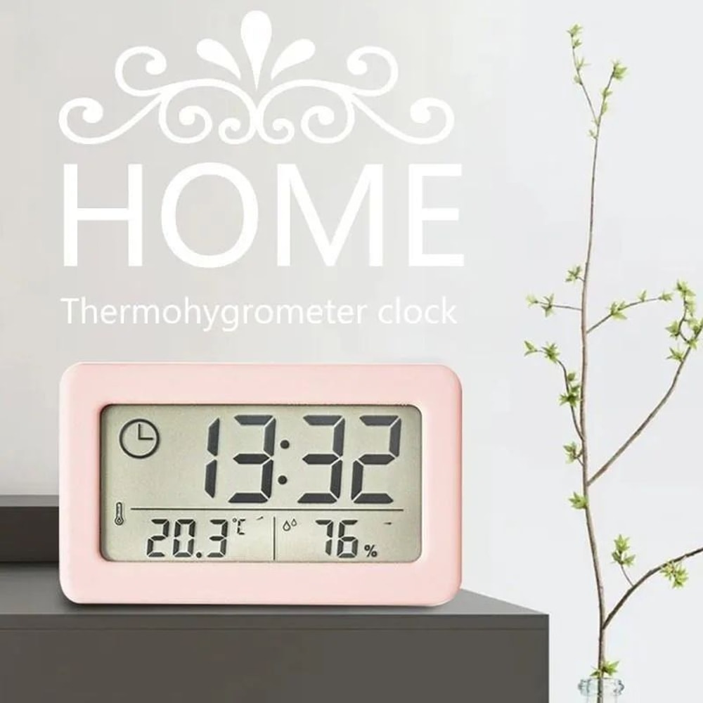 LargeDisplay Digital Clock Thermometer Hygrometer UltraThin Temperature Humidity Monitor 5