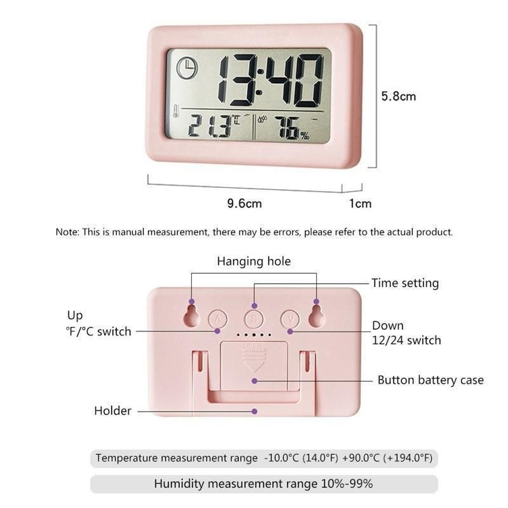 LargeDisplay Digital Clock Thermometer Hygrometer UltraThin Temperature Humidity Monitor 1