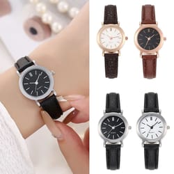 elegant retro leather strap quartz watch - classic casual timepiece for women & men