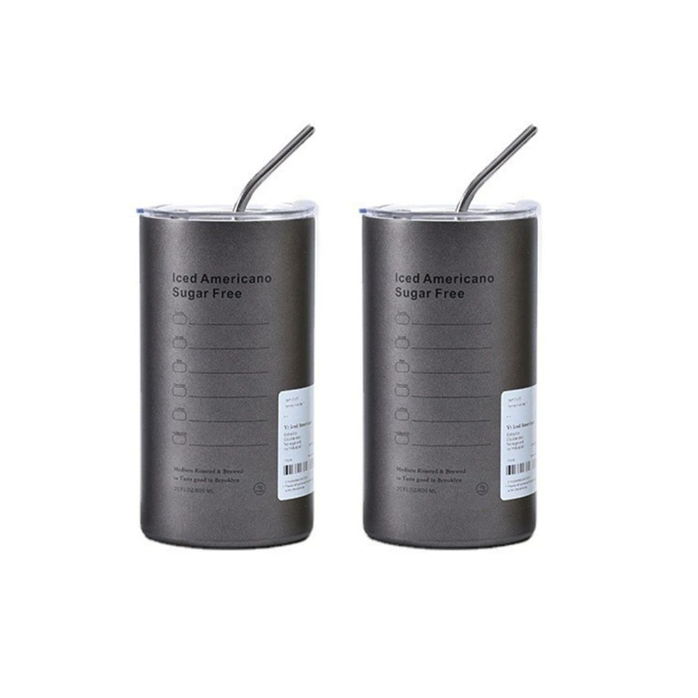 Premium 600 Ml Stainless Steel Vacuum Bottle Portable Insulated Coffee Water Tumbler With Straw 9
