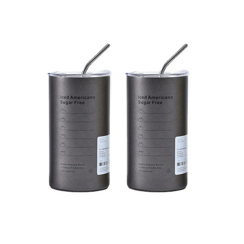 Premium 600 Ml Stainless Steel Vacuum Bottle Portable Insulated Coffee Water Tumbler With Straw 9