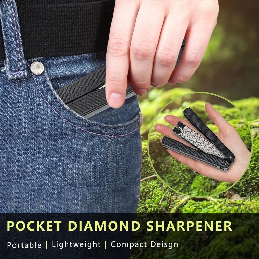 Premium Portable DoubleSided Diamond Knife Sharpener 400600 Grit Compact Kitchen Knife Tool Sharp 4
