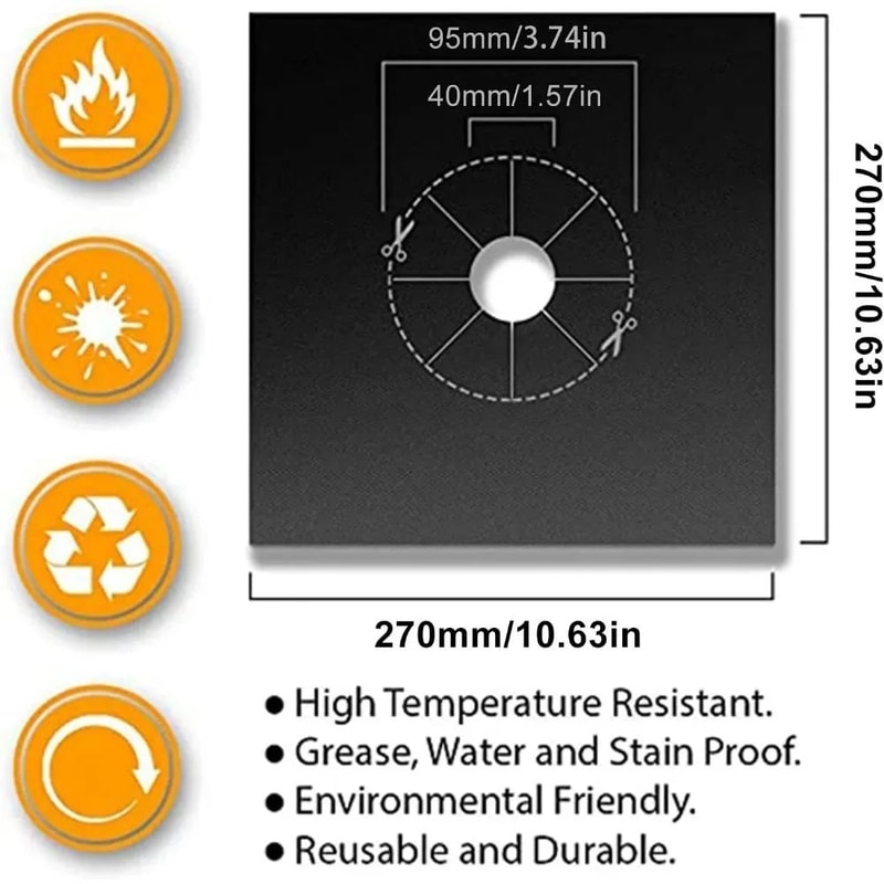 Premium Reusable Gas Stove Top Covers NonStick HeatResistant CuttoFit Protectors 2