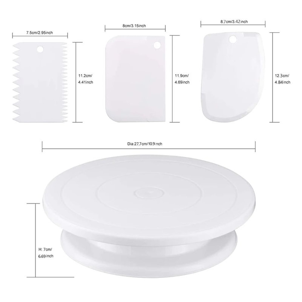 Premium 7Piece Cake Decorating Kit With Rotating Cake Turntable Precision Icing Smoother 1
