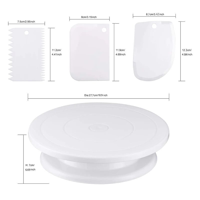 Premium 7Piece Cake Decorating Kit With Rotating Cake Turntable Precision Icing Smoother 1