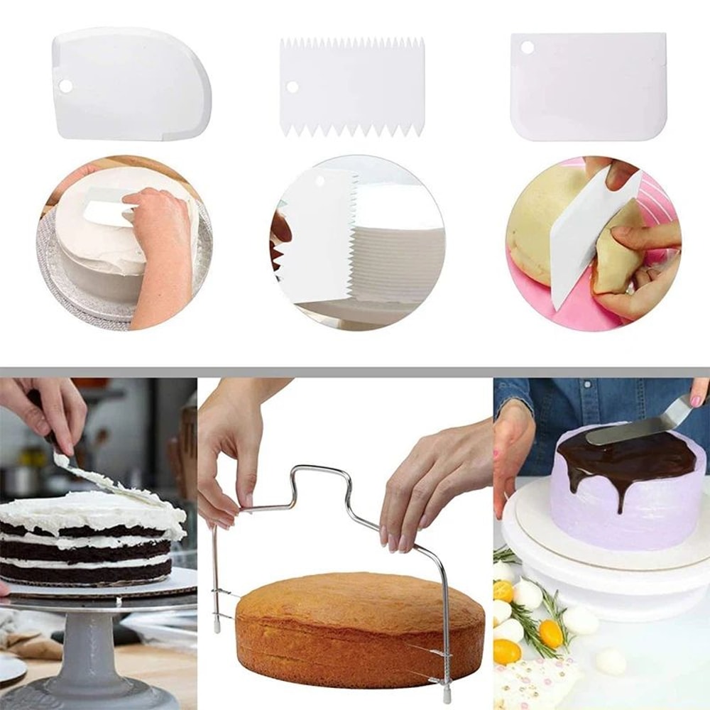 Premium 7Piece Cake Decorating Kit With Rotating Cake Turntable Precision Icing Smoother 2