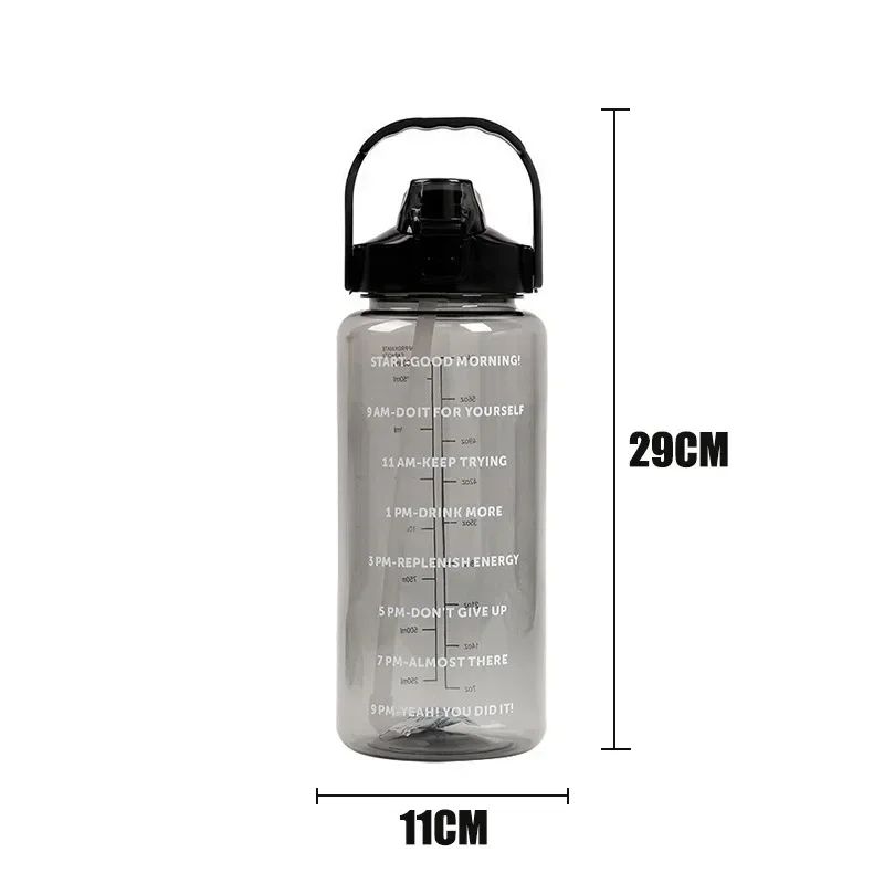HydraMax 2Liter Portable Water Bottle With Straw Large Travel Fitness Hydration Jug 1