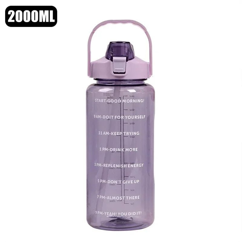 HydraMax 2Liter Portable Water Bottle With Straw Large Travel Fitness Hydration Jug 8