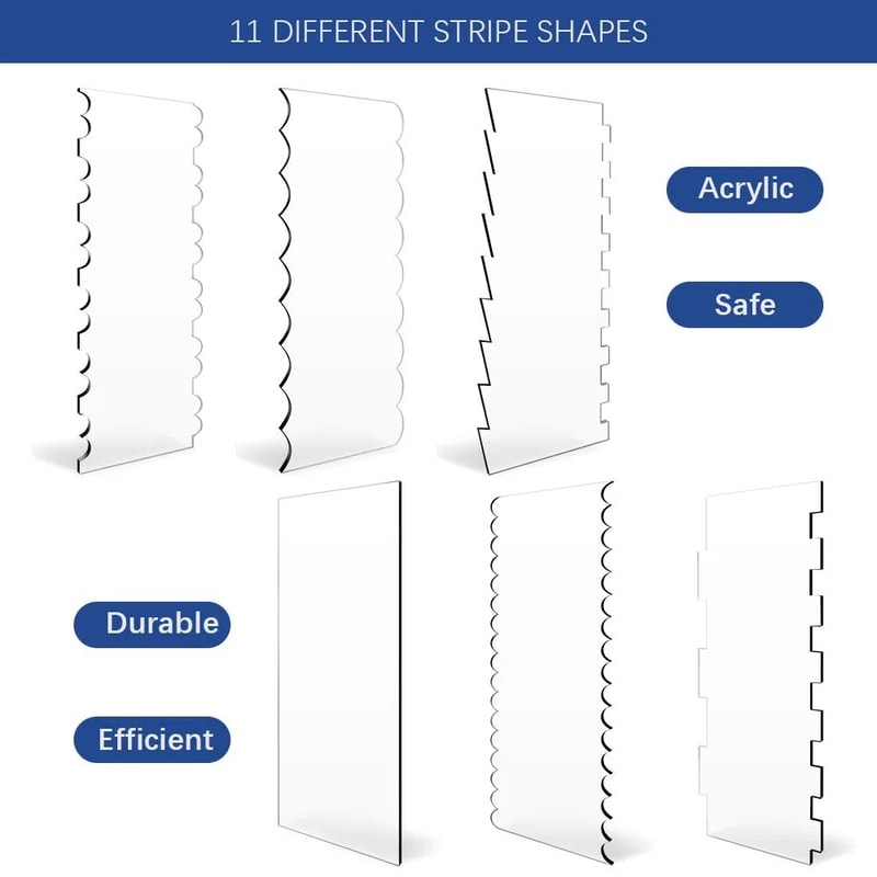 SmoothFinish Acrylic Cake Scraper Comb Set 2Piece Frosting Smoother Stripe Cake Comb 1