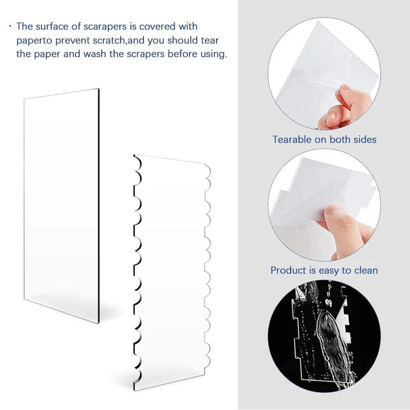SmoothFinish Acrylic Cake Scraper Comb Set 2Piece Frosting Smoother Stripe Cake Comb 2