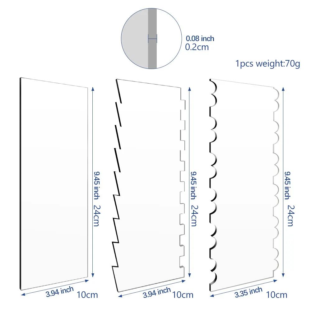 SmoothFinish Acrylic Cake Scraper Comb Set 2Piece Frosting Smoother Stripe Cake Comb 3