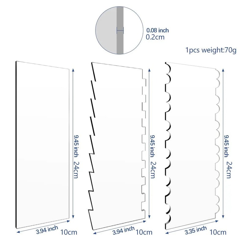SmoothFinish Acrylic Cake Scraper Comb Set 2Piece Frosting Smoother Stripe Cake Comb 3
