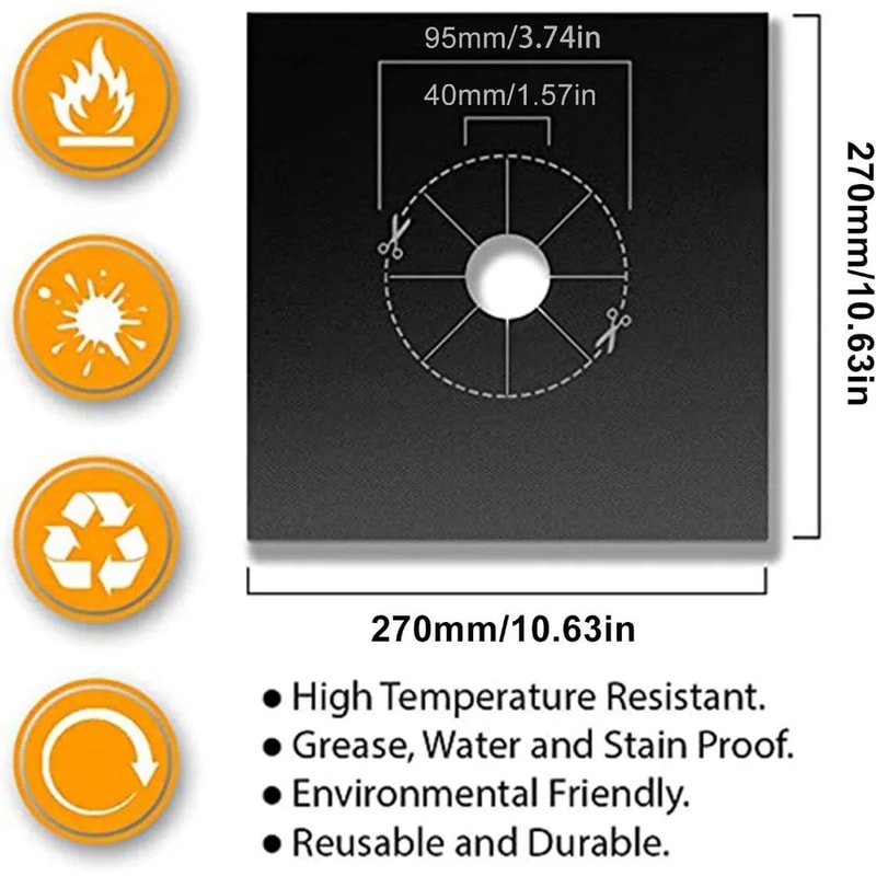 UltraShield Reusable HeatResistant Stove Burner Covers NonStick CuttoFit Protection Liners 1