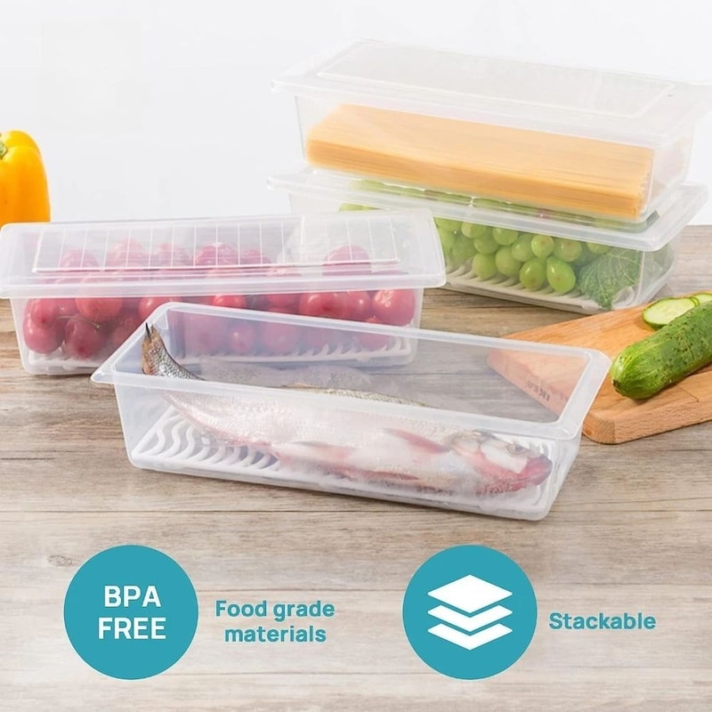 FreshKeeper Stackable Food Storage Containers With Removable Drain Trays 4