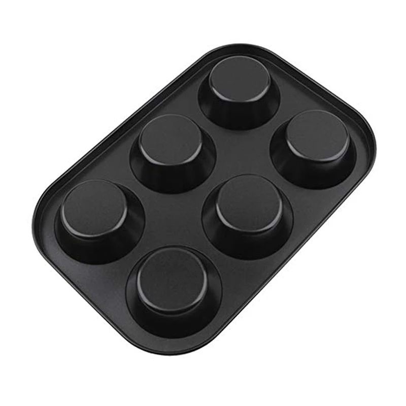 Square NonStick Cupcake Muffin Baking Pan HeavyDuty Carbon Steel Tray 6 Or 12Cup 2