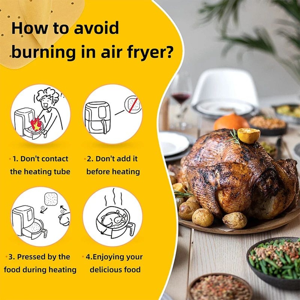 Air Fryer Disposable Parchment Liners NonStick OilProof Cooking Sheets For Cleaner Faster Meals 4