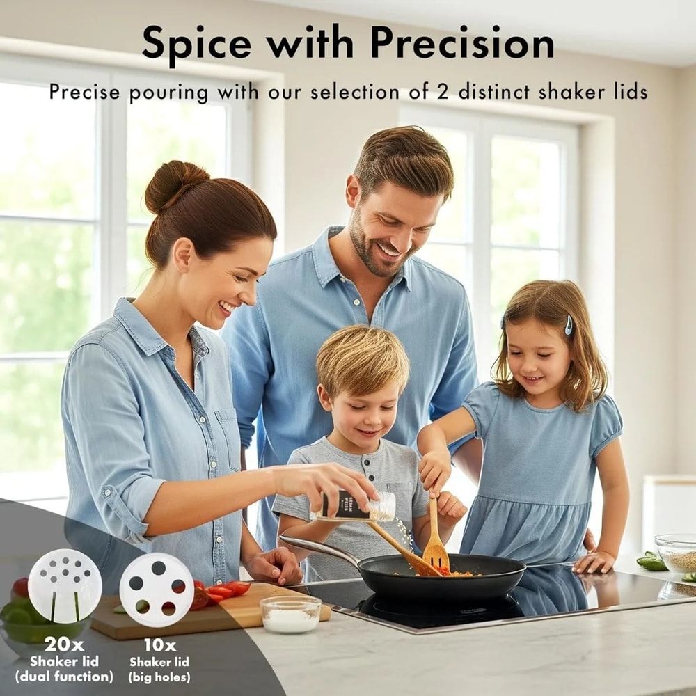 Farmhouse 12Piece Glass Spice Jar Set With Bamboo Lids Labels 5