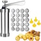 Premium Stainless Steel Cookie Press Gun Set DIY Cookie Maker Tools With 20 Shape Plates 4 Nozzle