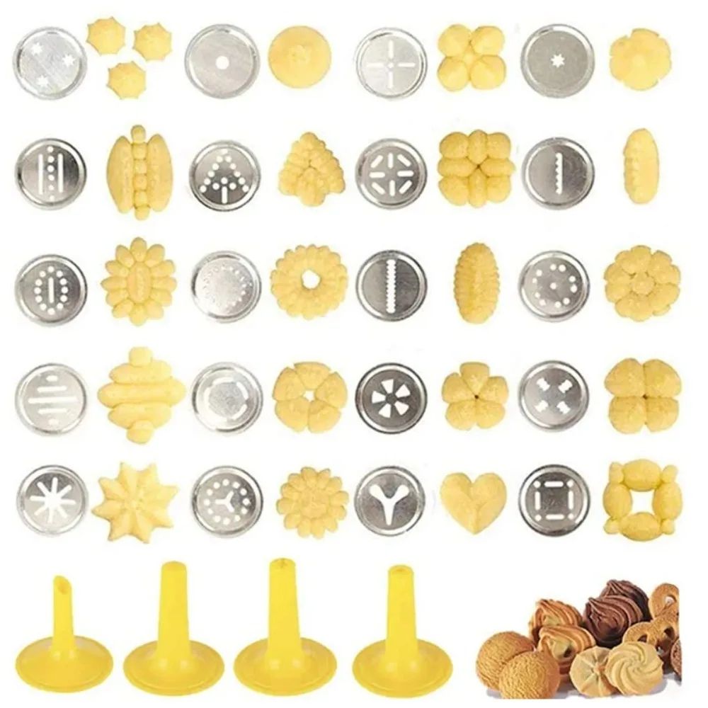 Premium Stainless Steel Cookie Press Gun Set DIY Cookie Maker Tools With 20 Shape Plates 4 Nozzle 2