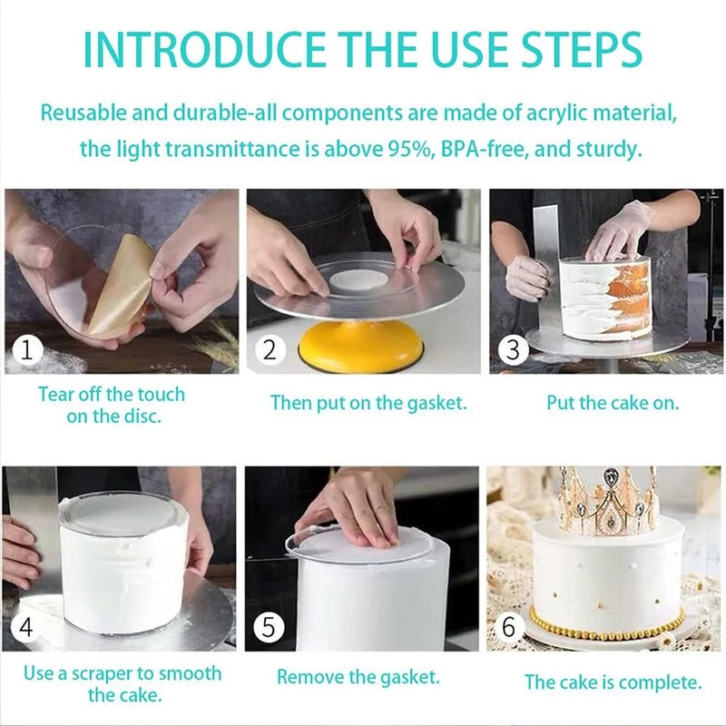 PrecisionStack Acrylic Cake Disc Set SmoothEdge Boards For Flawless Ganaching Layering 5