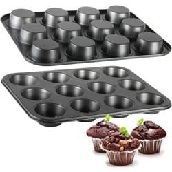 premium square cupcake & muffin baking pan – 6/12-cup carbon steel non-stick baking pan